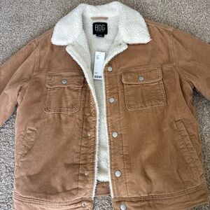 BDG Men's Brown Corduroy Jacket with White Sherpa Lining